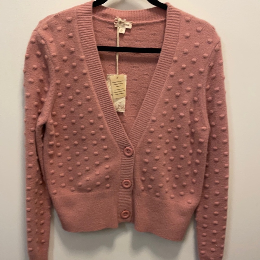 NEW without tags. Cottagecore pink Sweater cardigan bubble